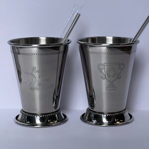 2 Mint Julep Glasses Classic Stainless Steel  for Parties, Bars And Restaurants
